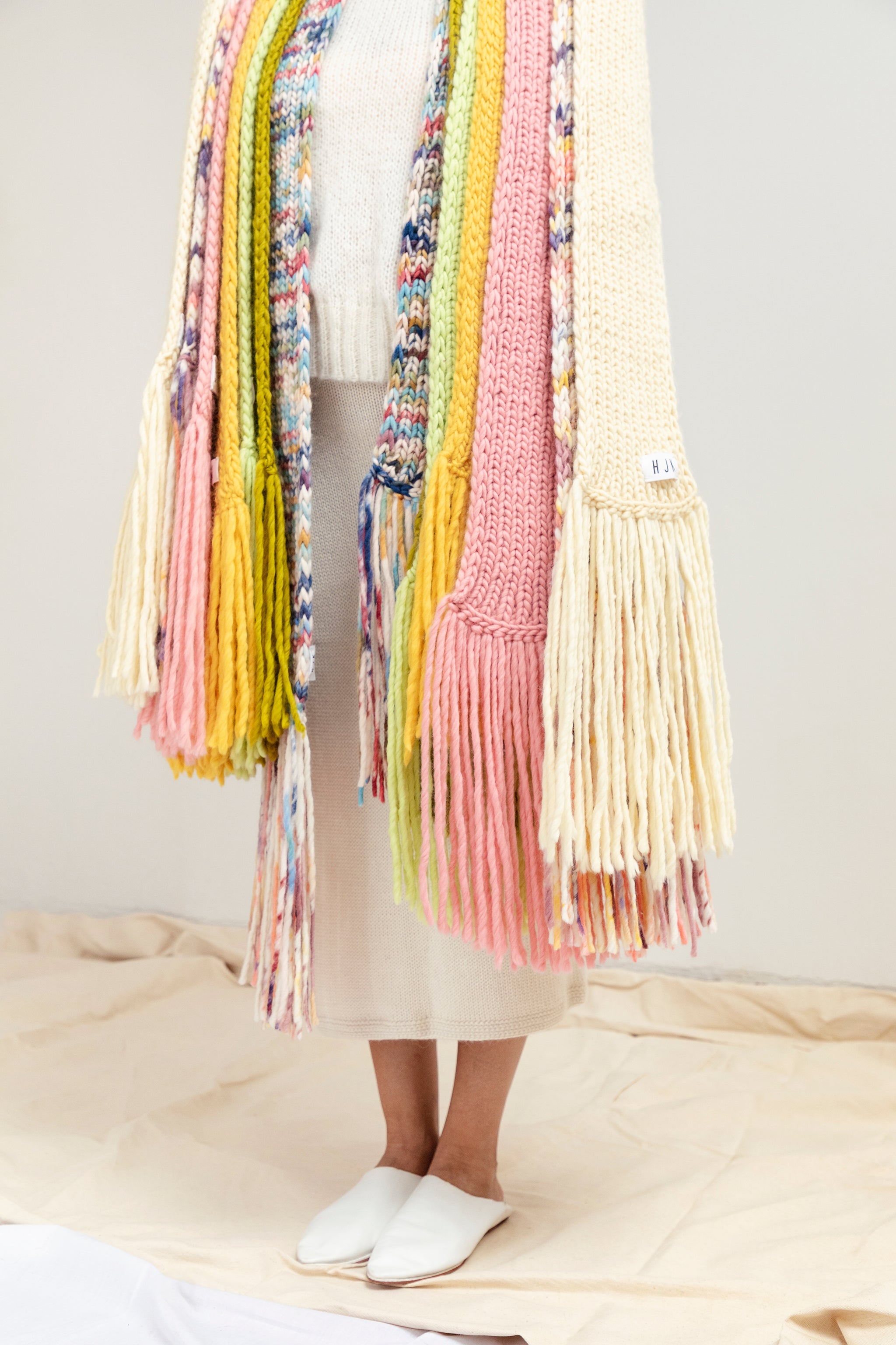 Hand-Painted Scarf with Tassels