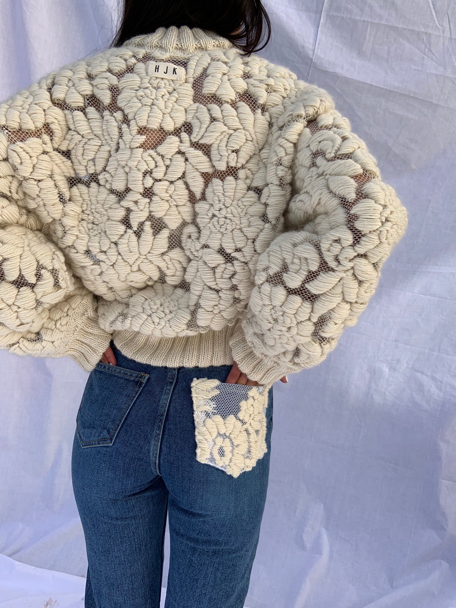 Hand-Embroidered Flowers Sweater